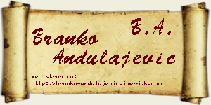 Branko Andulajević vizit kartica